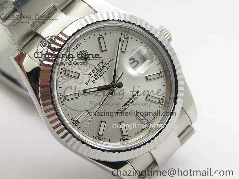 0406 EasyCare DateJust 41mm 126334 Noob 1:1 Best Edition Fluted Bezel Silver Dial On SS Oyster Bracelet A 3588